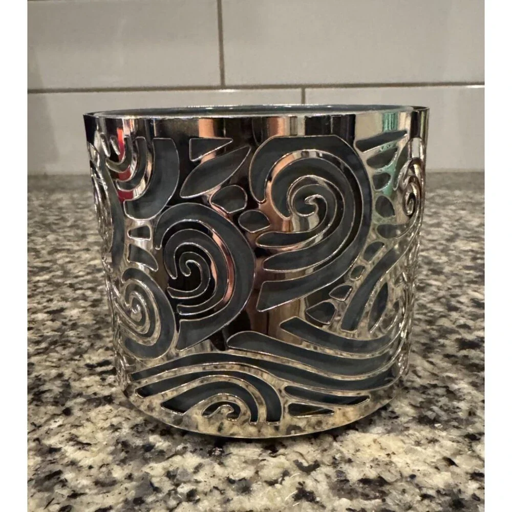 Bath & Body Works Slatkin Metal Swirling Pattern 3-Wick Candle Holder Sleeve